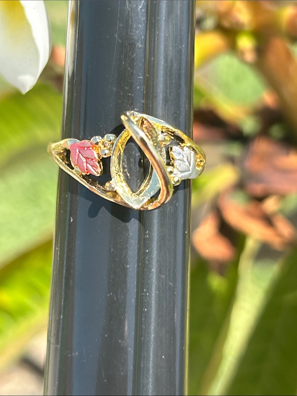 Black Hills Gold ring size 8-1/2. Needs middle stone